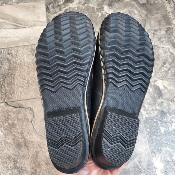 Sorel Fancy Lace II Black Oiled Suede Leather Winter Snow Duck Boots Woman's 9 - Picture 7 of 9